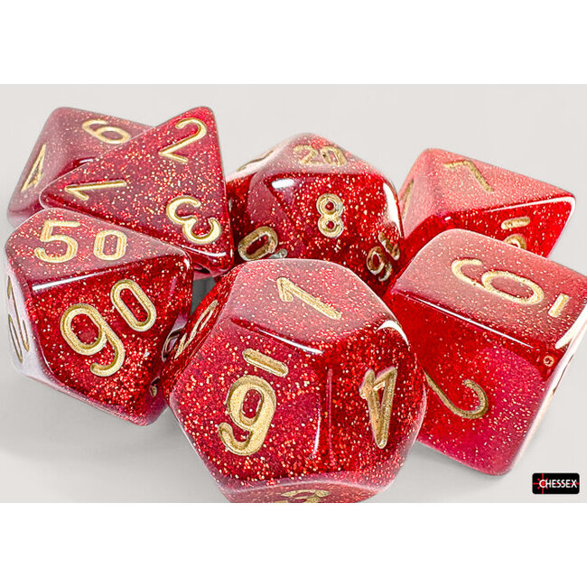 Chessex Chessex: Ruby/gold - Glitter Mega-Hedral 7-Die Set