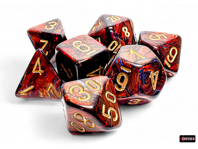 Chessex Blue Blood/gold - Scarab Mega-Hedral 7-Die Set