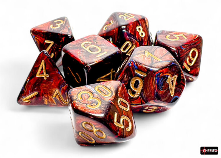 Chessex Chessex: Blue Blood/gold - Scarab Mega-Hedral 7-Die Set