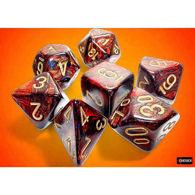 Chessex Chessex: Blue Blood/gold - Scarab Mega-Hedral 7-Die Set