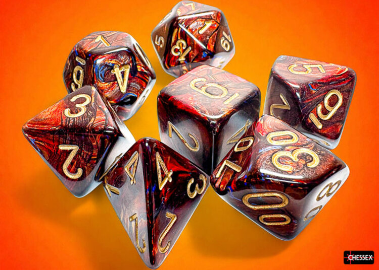 Chessex Chessex: Blue Blood/gold - Scarab Mega-Hedral 7-Die Set