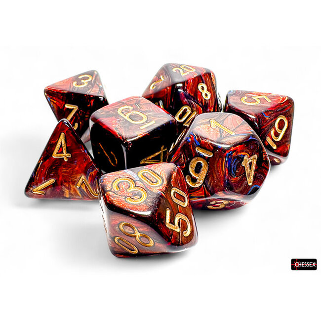 Chessex Chessex: Blue Blood/gold - Scarab Mega-Hedral 7-Die Set