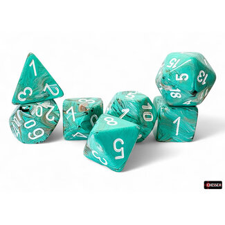 Chessex Oxi-Copper/white - Marble Mega-Hedral 7-Die Set
