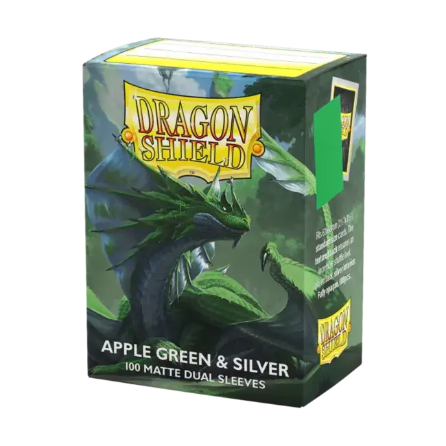 Dragon Shield Dragon Shield: Apple Green & Silver - Matte Dual Sleeves (100 Standard Size Sleeves)