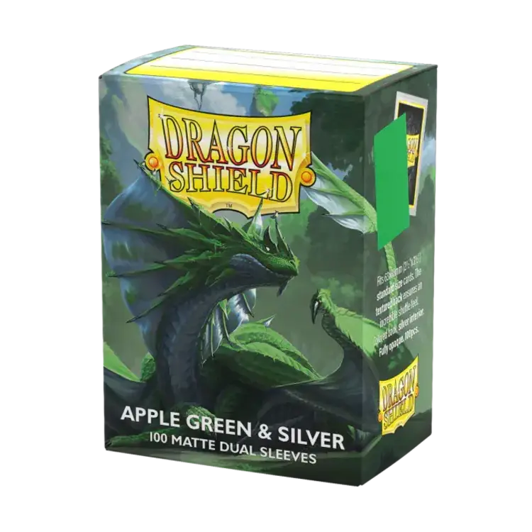 Dragon Shield Dragon Shield: Apple Green & Silver - Matte Dual Sleeves (100 Standard Size Sleeves)