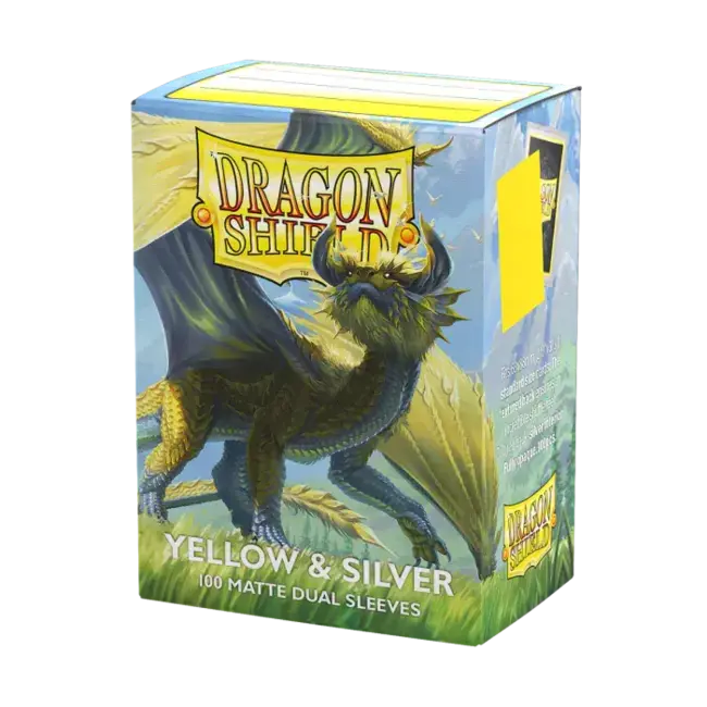 Dragon Shield Dragon Shield: Yellow & Silver - Matte Dual Sleeves (100 Standard Size Sleeves)