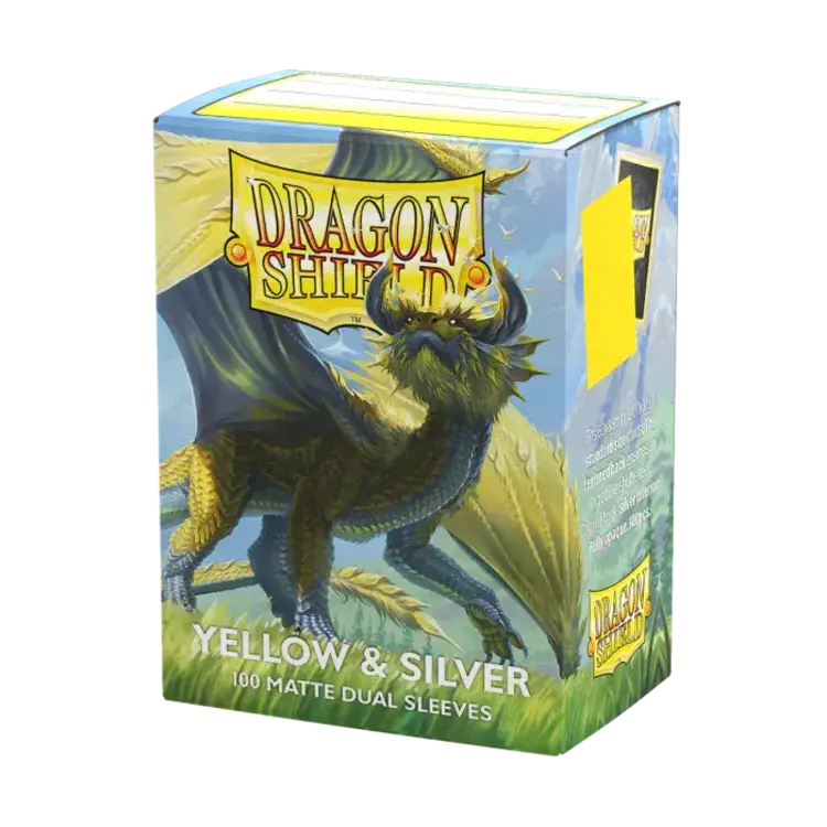 Dragon Shield Dragon Shield: Yellow & Silver - Matte Dual Sleeves (100 Standard Size Sleeves)