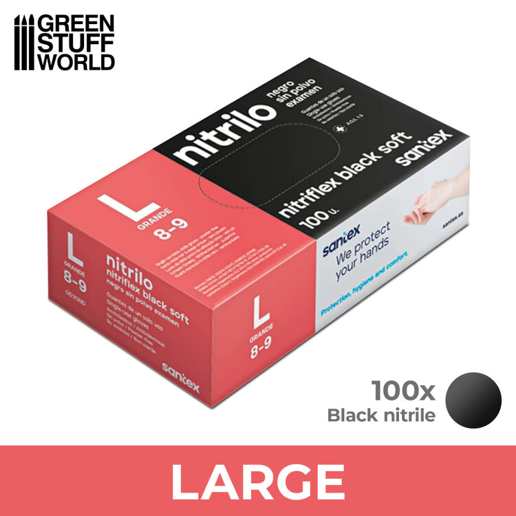 Green Stuff World Green Stuff World: Black Nitrile Gloves - L (100)