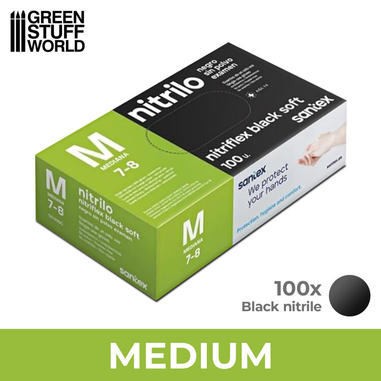 Green Stuff World Green Stuff World: Black Nitrile Gloves - M (100)