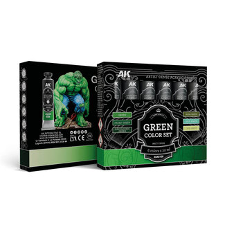AK Interactive Artist Dense Acrylic Color - Green Color Set