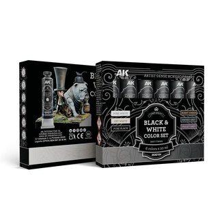 AK Interactive Artist Dense Acrylic Color - Black & White Color Set
