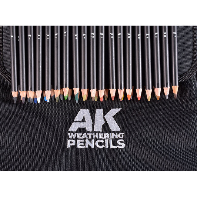 AK Interactive Full Range: Weathering Pencils - Cloth Case with Zipper - 37 Units