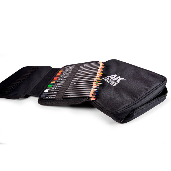 AK Interactive Full Range: Weathering Pencils - Cloth Case with Zipper - 37 Units