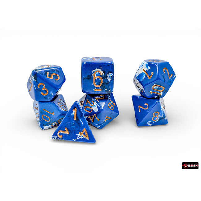 Chessex Wavebreak/gold - Brush - Polyhedral 7-Die Set