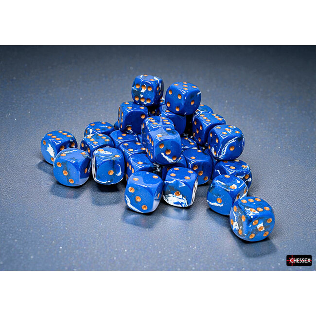 Chessex Wavebreak/gold - 36 Brush - 12mm D6 Dice Block