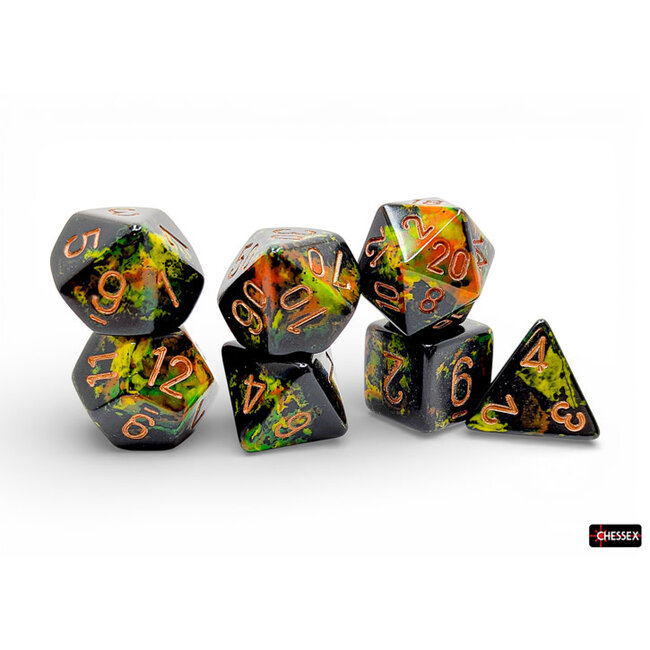Chessex Deep Forest/gold - Brush - Polyhedral 7-Die Set