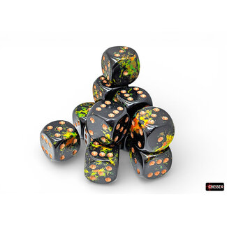 Chessex Deep Forest/gold - 12 Brush - 16mm D6 Dice Block