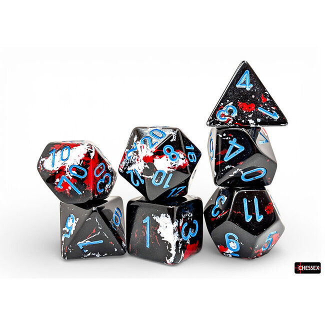 Chessex Dark Side/blue - Brush - Polyhedral 7-Die Set