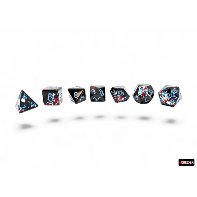 Chessex Dark Side/blue - Brush - Polyhedral 7-Die Set