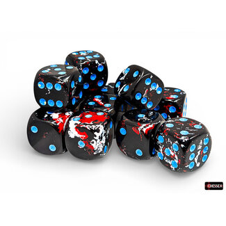 Chessex Dark Side/blue - 12 Brush - 16mm D6 Dice Block