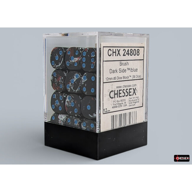 Chessex Dark Side/blue - 36 Brush - 12mm D6 Dice Block