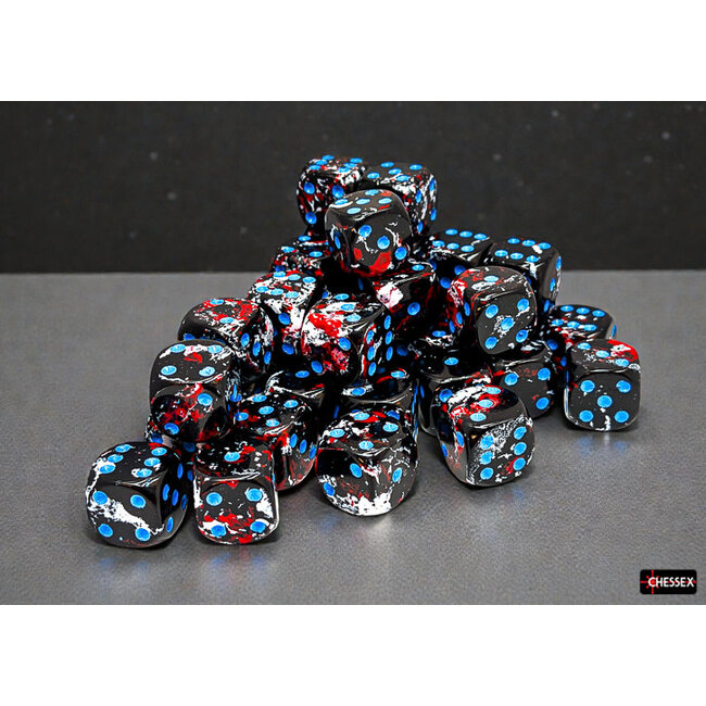 Chessex Dark Side/blue - 36 Brush - 12mm D6 Dice Block