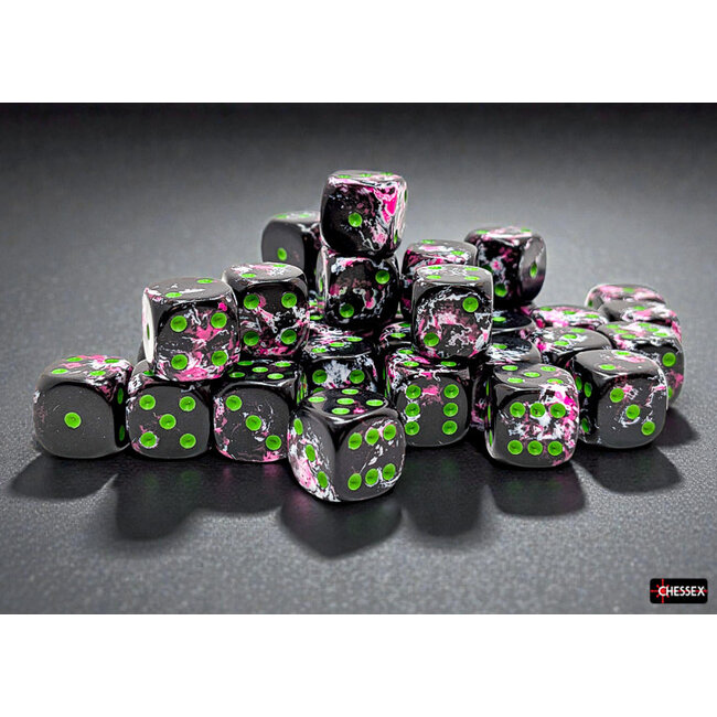 Chessex Paintball/green - 36 Brush - 12mm D6 Dice Block