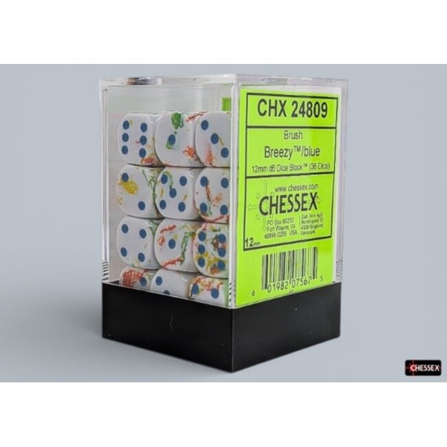 Chessex Breezy/blue - 36 Brush - 12mm D6 Dice Block