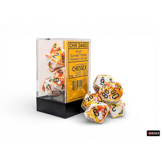 Chessex Sunrise/black - Brush - Polyhedral 7-Die Set