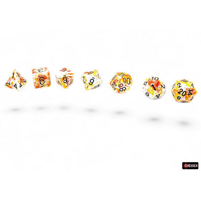 Chessex Sunrise/black - Brush - Polyhedral 7-Die Set
