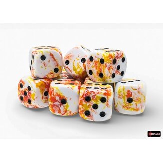 Chessex Sunrise/black - 12 Brush - 16mm D6 Dice Block