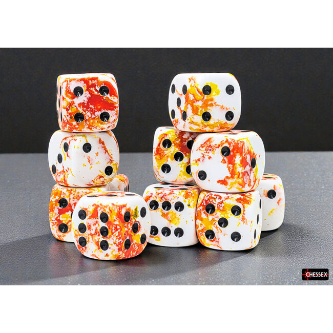 Chessex Sunrise/black - 12 Brush - 16mm D6 Dice Block