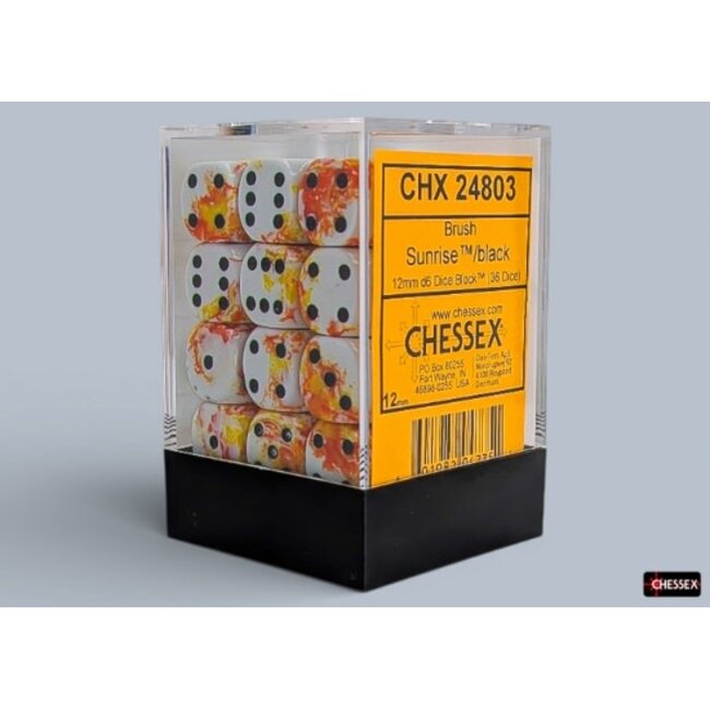 Chessex Sunrise/black - 36 Brush - 12mm D6 Dice Block