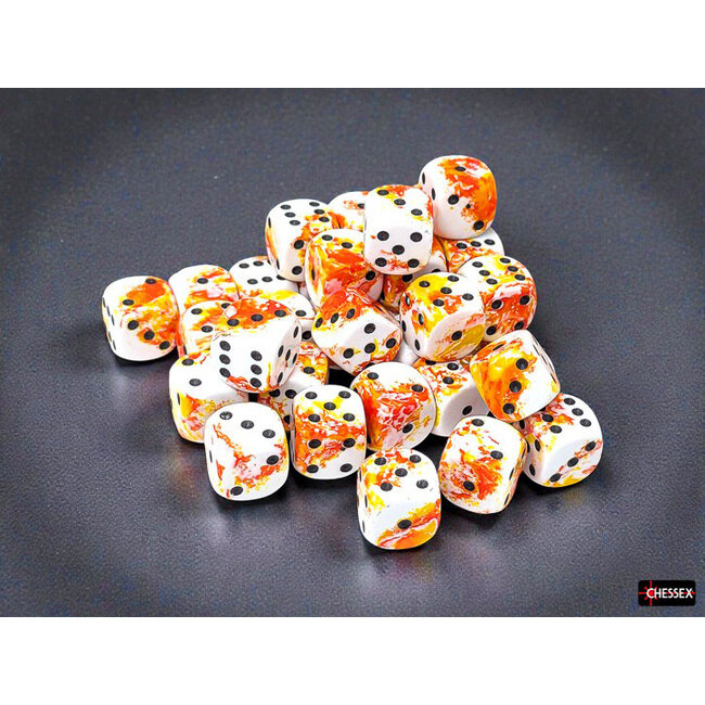 Chessex Sunrise/black - 36 Brush - 12mm D6 Dice Block