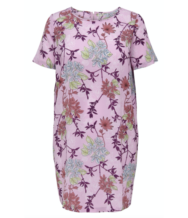 Only Carmakoma Carluxmille SS Tunic Dress AOP Orchid Bouquet/Handdrawn