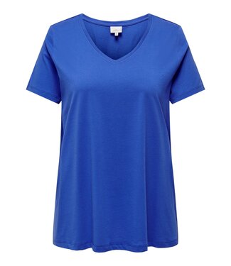 Carbonnie Life S/S V-neck A-Shape Tee Dazzling Blue