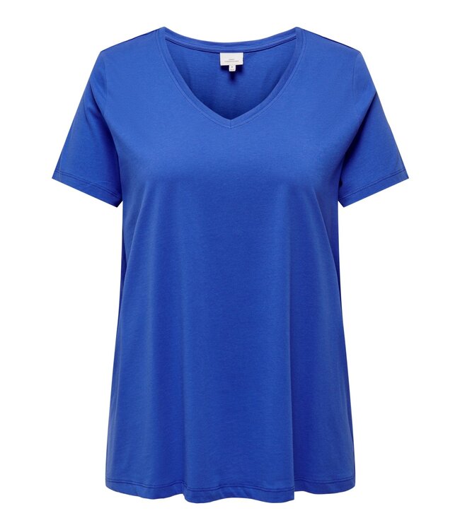 Carbonnie Life S/S V-neck A-Shape Tee Dazzling Blue