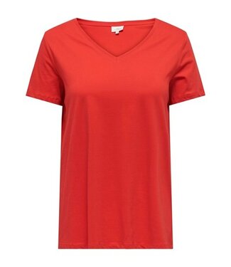 Carbonnie Life S/S V-Neck A-Shape Tee Flame Scarlet