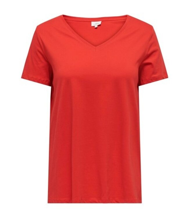 Carbonnie Life S/S V-Neck A-Shape Tee Flame Scarlet