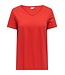 Carbonnie Life S/S V-Neck A-Shape Tee Flame Scarlet