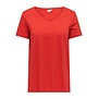 Carbonnie Life S/S V-Neck A-Shape Tee Flame Scarlet