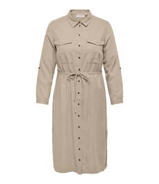 CARCARO LS LINEN SHIRT DRESS WVN Oxford Tan