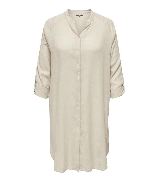 CARTOKYO L/S LINEN BLEND DRESS WVN Moonbeam