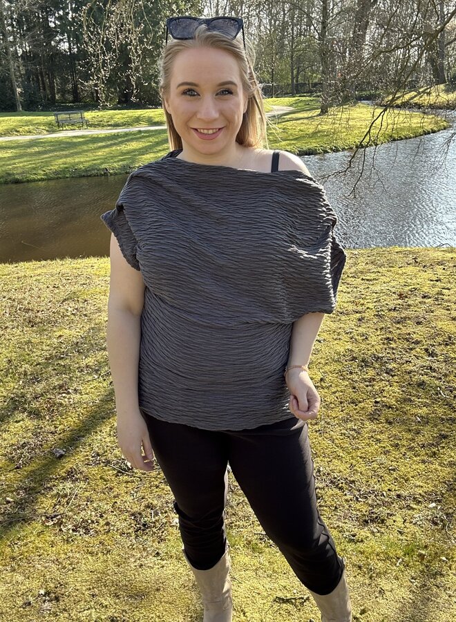 VMCFIE ONE SHOULDER TOP JRS GA CUR Asphalt