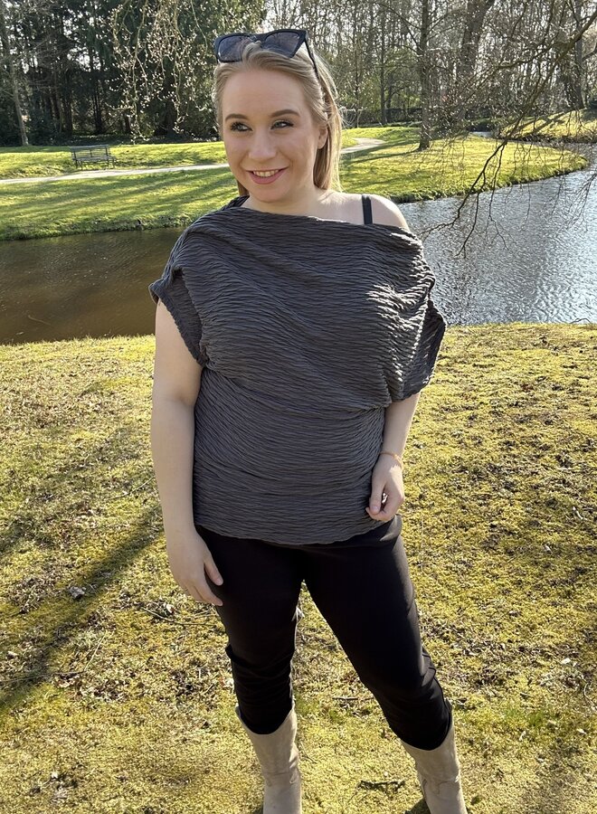 VMCFIE ONE SHOULDER TOP JRS GA CUR Asphalt