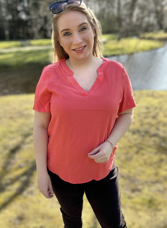 VMCMYMILO SS V-NECK TOP WVN GA CUR Dubarry