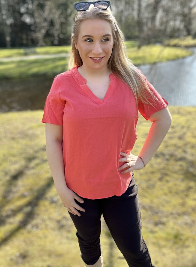 VMCMYMILO SS V-NECK TOP WVN GA CUR Dubarry