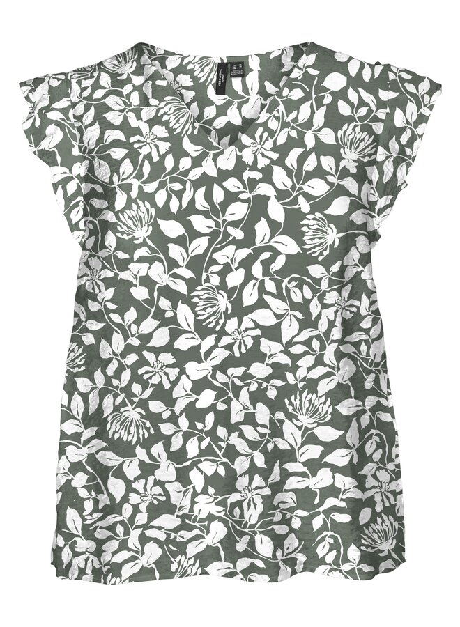 VMCVERA C/S V-NECK TOP WVN CUR Laurel Wreath Mia flower