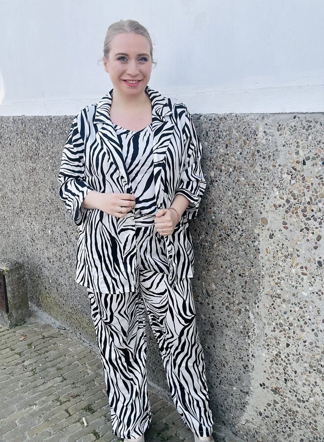 CARYAVA 3/4 CARDIGAN AOP Pumice Stone SPRING ZEBRA