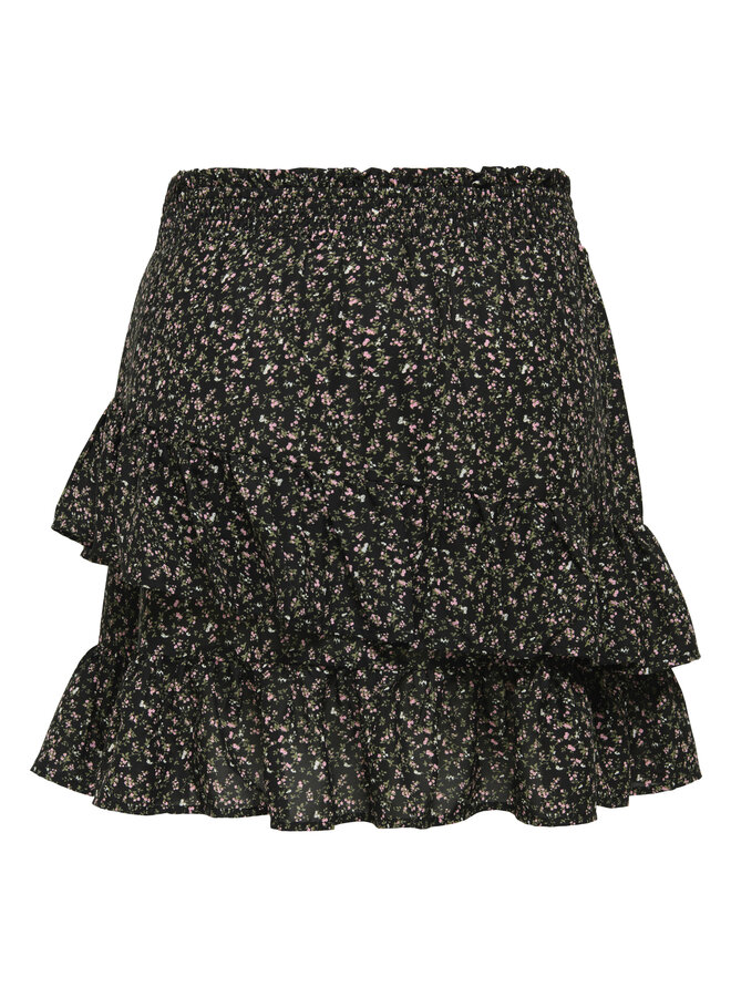 CARGOLITA SHORT FRILL SKIRT Black Flower